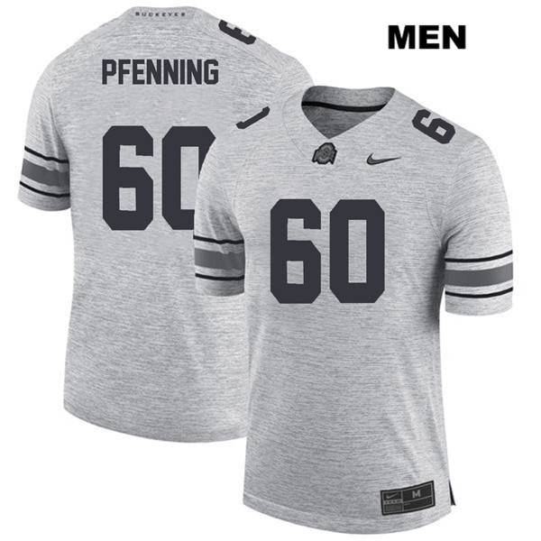 Ohio State Buckeyes Men's Blake Pfenning #60 Gray Authentic Nike College NCAA Stitched Football Jersey QI19U44SD